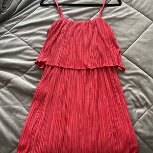 Forever 21 Pink Accordion Pleated Midi Swing Dress